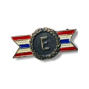 WWII Army Navy E Production Award Enamel Sterling Silver Pin .9"